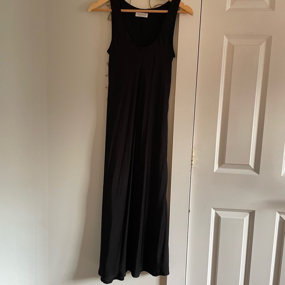 Vintage Black Silky Dress